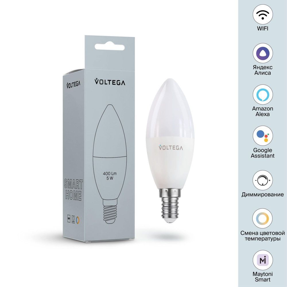 Светодиодная лампа Wi-Fi Candle E14 5W 2700K-6500K MIX DIM 180°