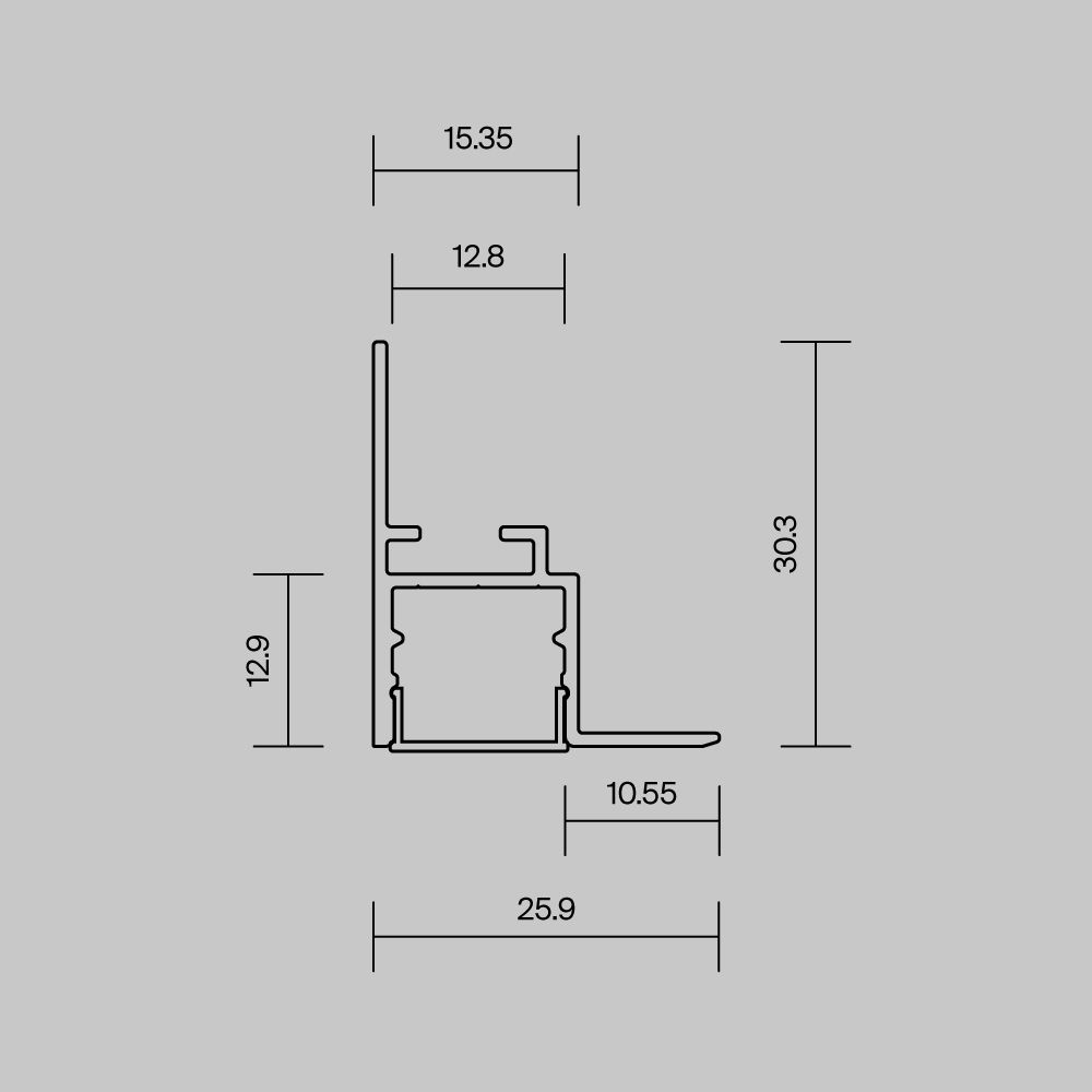 Алюминиевый профиль встраиваемый скрытого монтажа 26x30 (Серебро, 2 м), ALM-2630-S-2M 632014