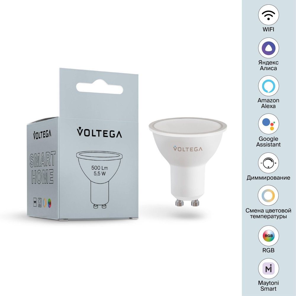Светодиодная лампа Wi-Fi MR16 GU10 5,5W 2700K-6500K MIX-RGB DIM 110°