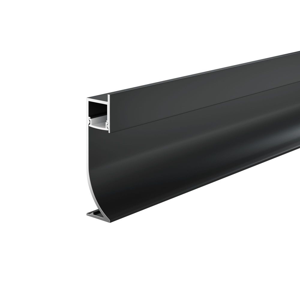 Алюминиевый профиль плинтус 53×14 (Черный, 2 м), ALM-5314-B-2M