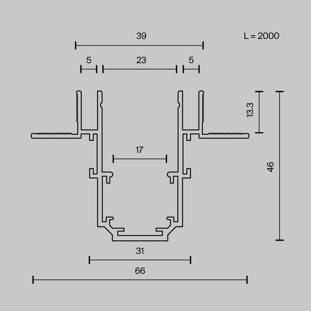 Шинопровод встраиваемый Maytoni TRX034LS-222B