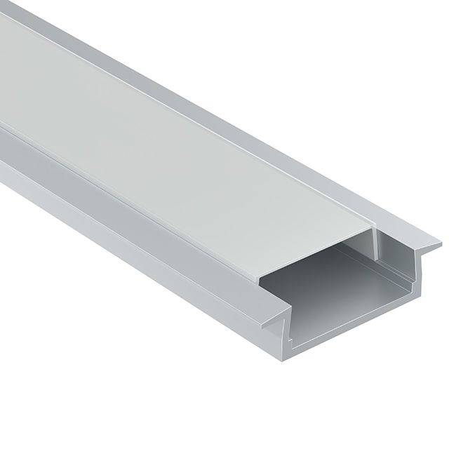 Алюминиевый профиль встраиваемый с фланцем 22×6 (Серебро, 2 м), ALM004S-2M