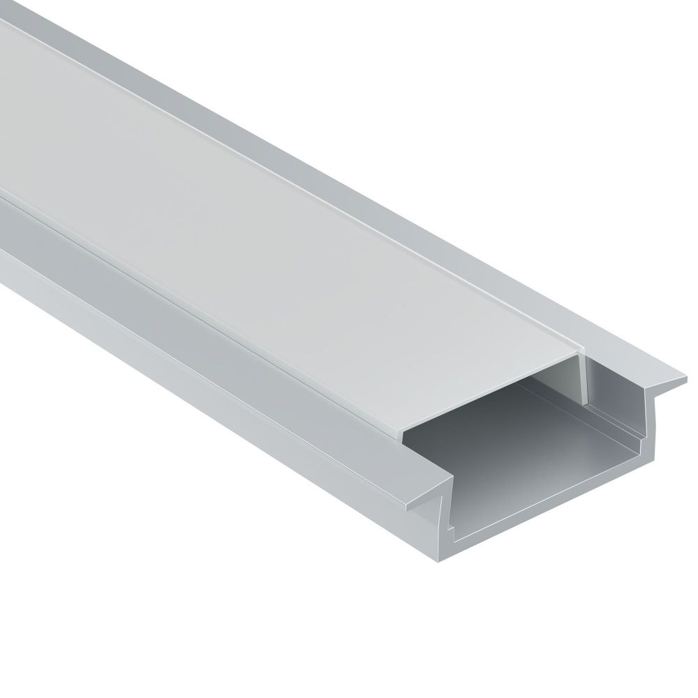 Алюминиевый профиль встраиваемый с фланцем 22×6 (Серебро, 2 м), ALM004S-2M