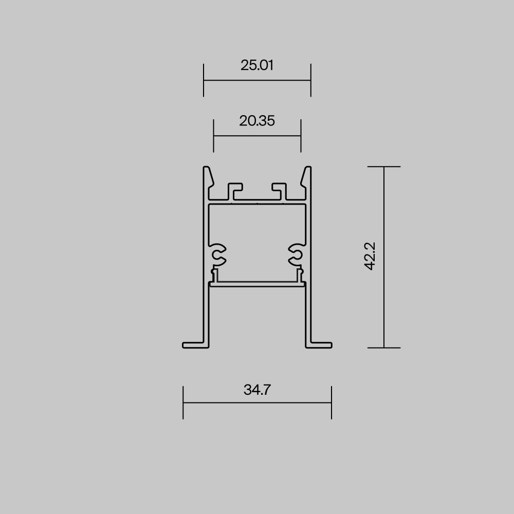 Алюминиевый профиль встраиваемый скрытого монтажа 35x42 (Черный, 2 м), ALM-3542-B-2M 632015