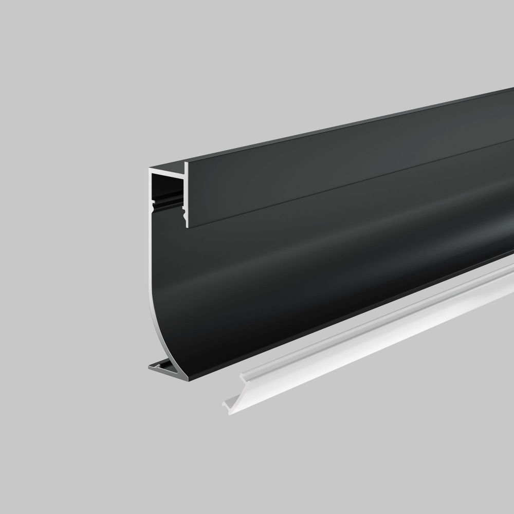 Алюминиевый профиль плинтус 53×14 (Черный, 2 м), ALM-5314-B-2M