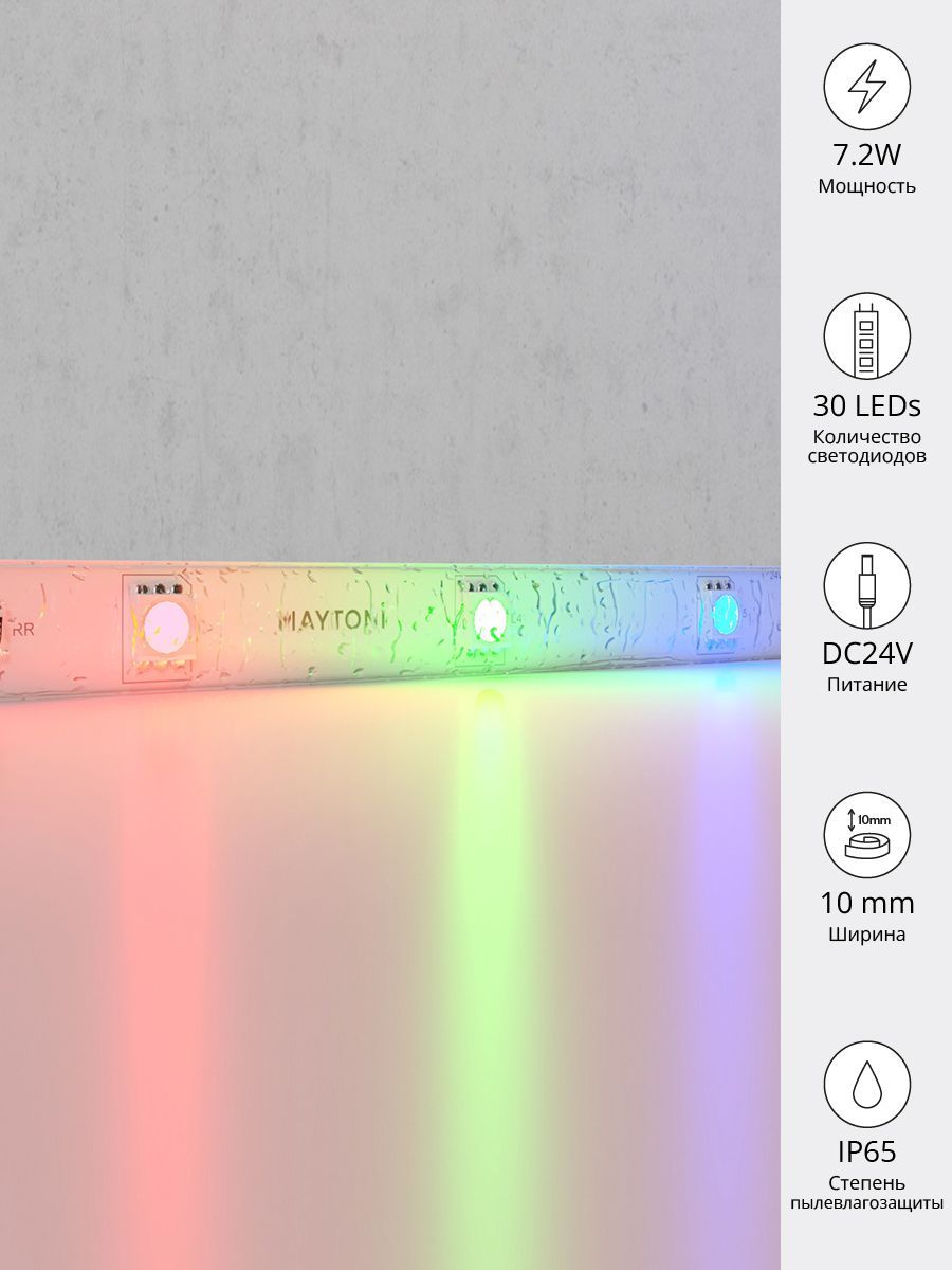 Светодиодная лента 24В 5050 7,2Вт/м RGB 5м IP65