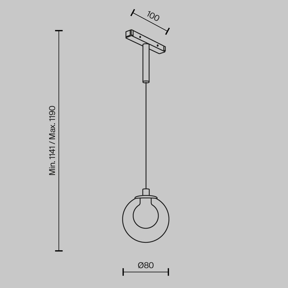 Трековый подвесной светильник Maytoni TR181PL-1-4WTW-B