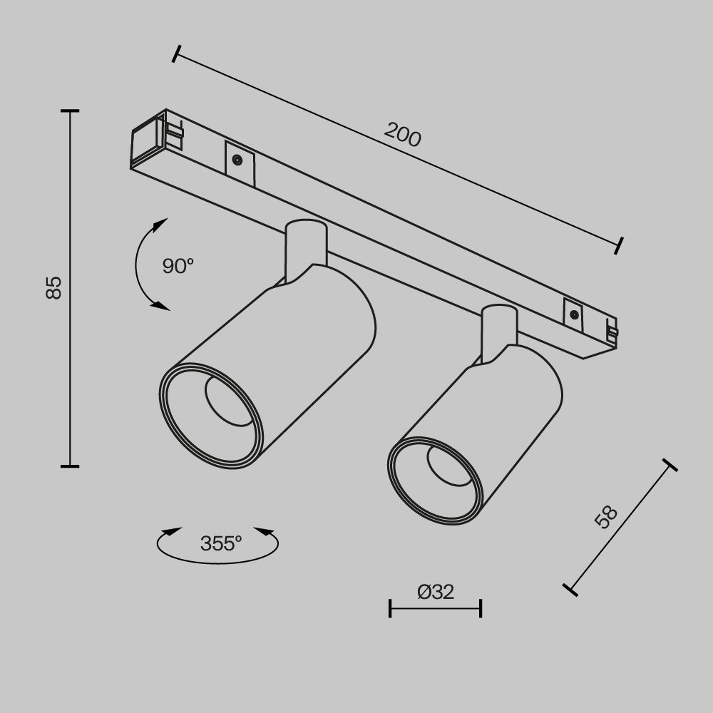 Трековый светильник Maytoni TR176-1-2X5WTW-M-B
