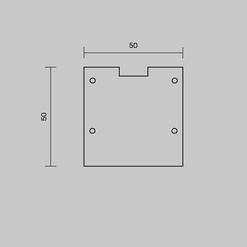Комплект заглушек (для профиля 50x50) 2 шт., ALM-5050T-B-EC 642047
