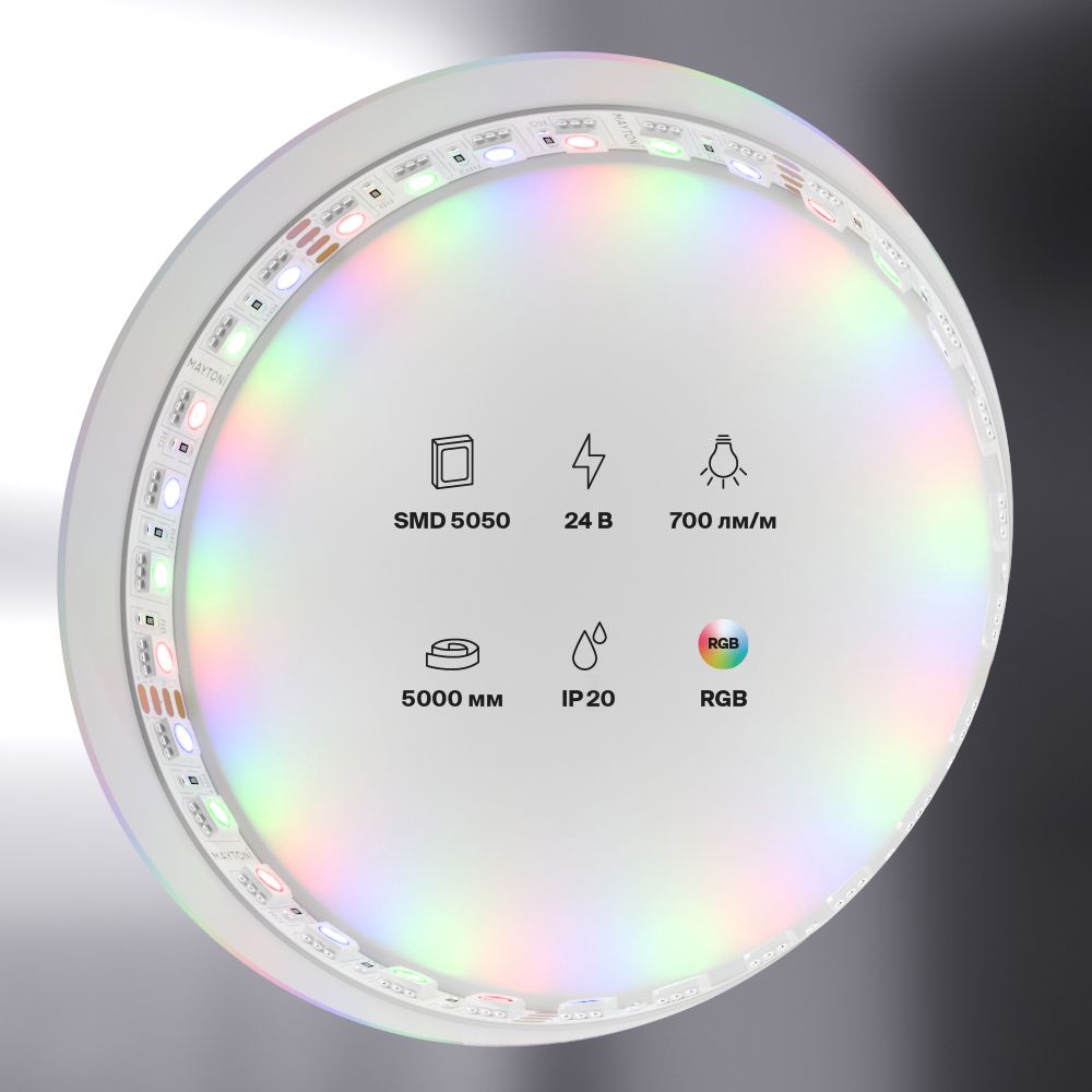Светодиодная лента 24В 5050 21Вт/м RGB 5м IP20