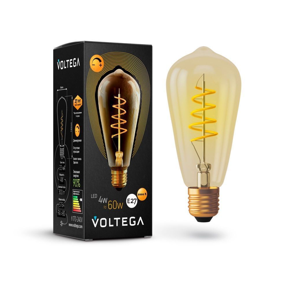 Светодиодная лампа Loft Led ST64 4W 2000K E27 DIM 360°
