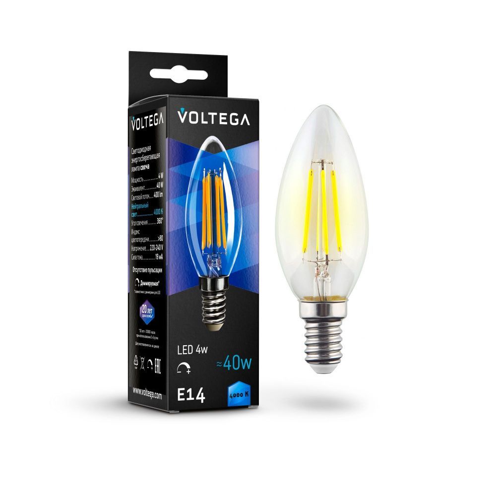 Светодиодная лампа Crystal Candle 5W 4000K E14 DIM 360°