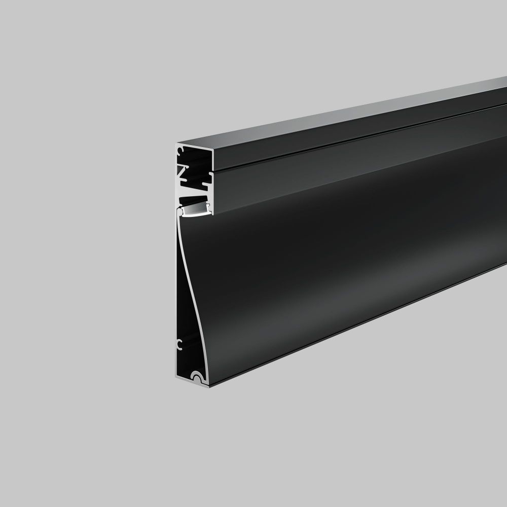 Алюминиевый профиль плинтус 80×18 (Черный, 2 м), ALM-8018-B-2M