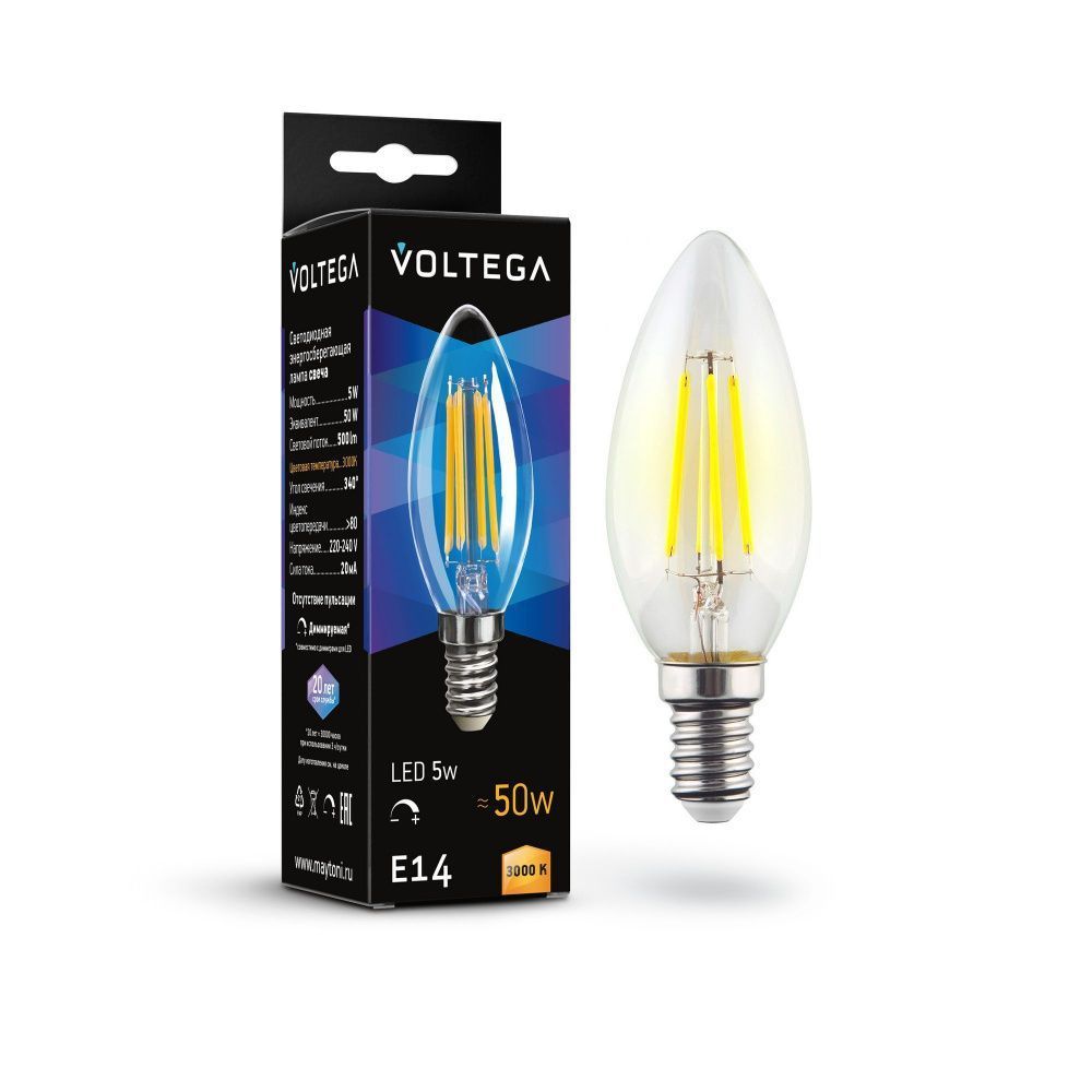 Светодиодная лампа Crystal Candle 5W 3000K E14 DIM 340°
