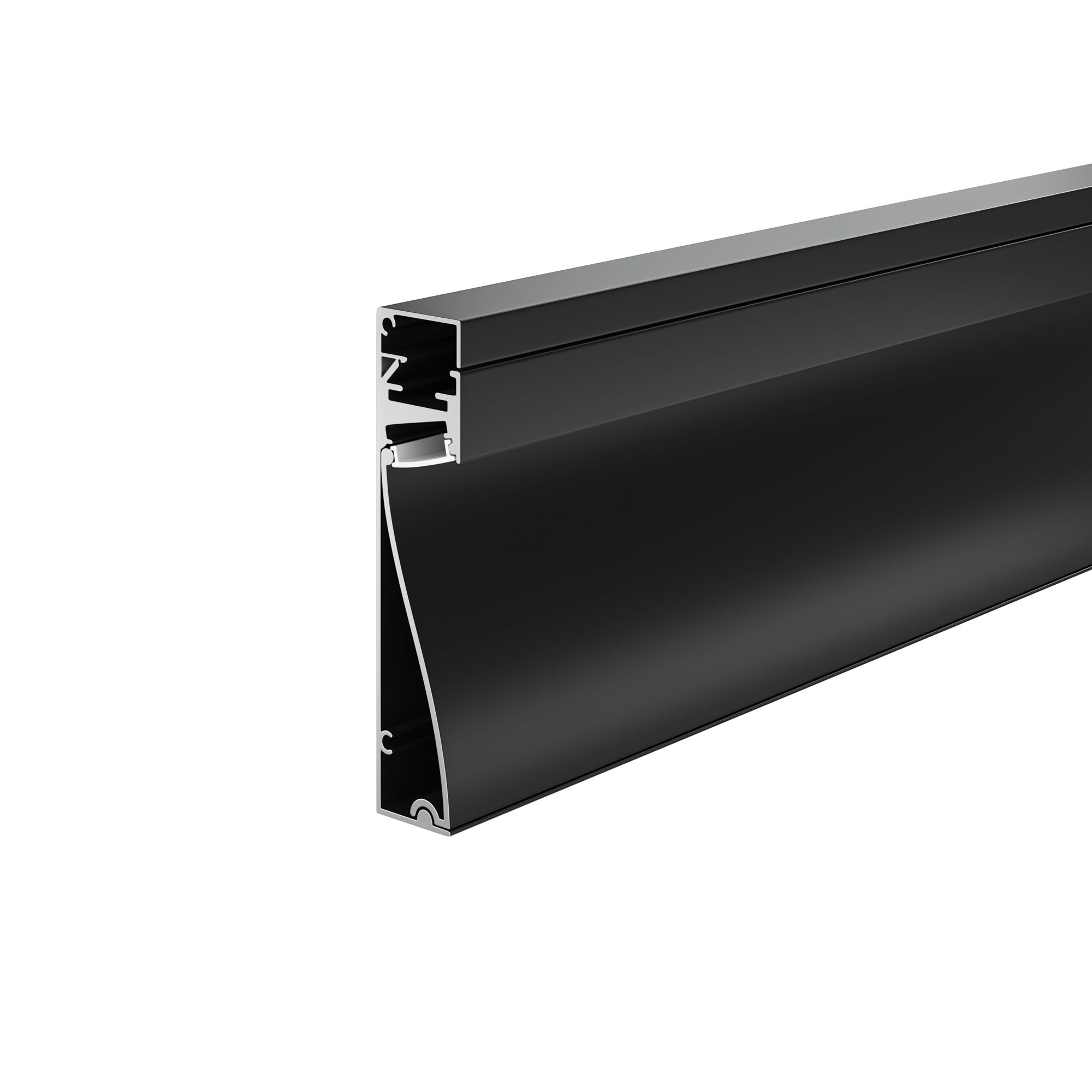 Алюминиевый профиль плинтус 80×18 (Черный, 2 м), ALM-8018-B-2M