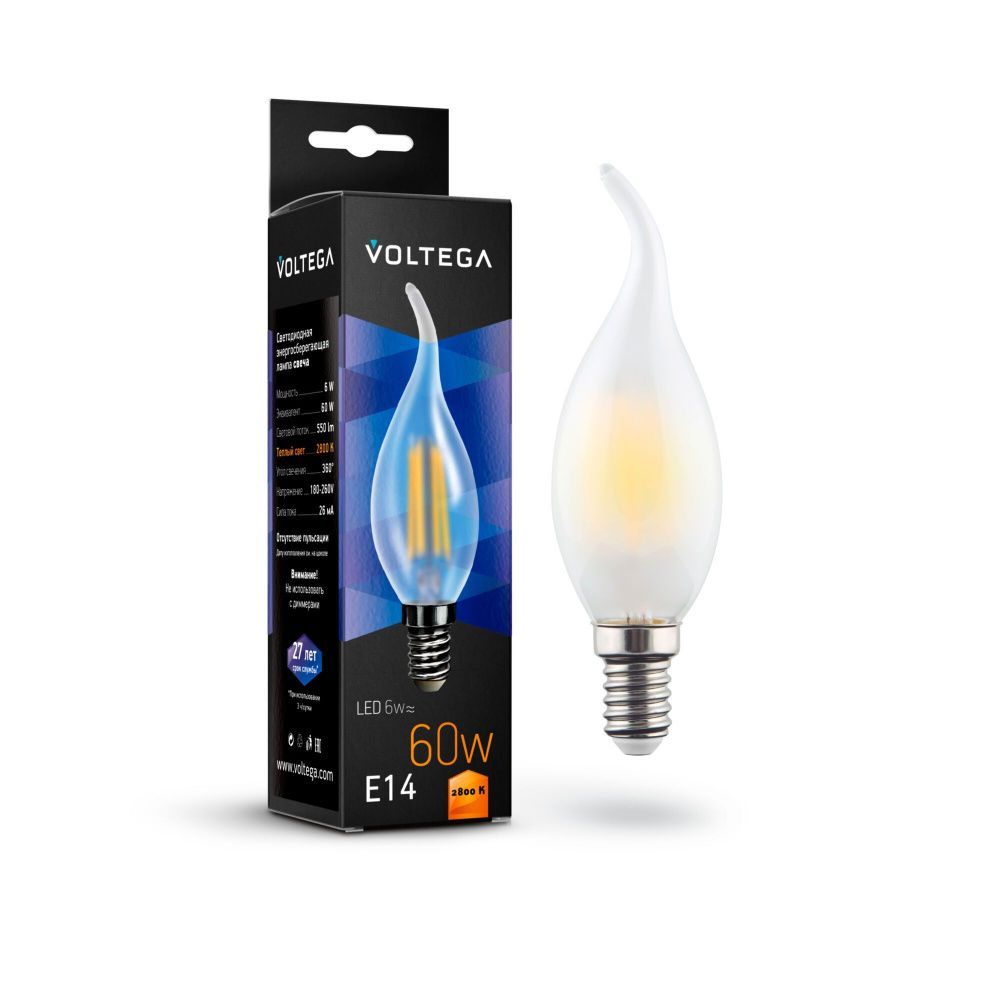 Светодиодная лампа Crystal Candle wind matt 6W 2800K E14 360°