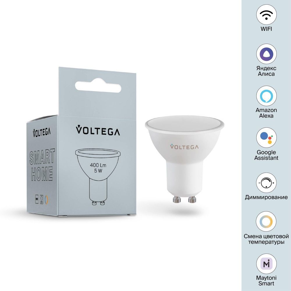 Светодиодная лампа Wi-Fi MR16 GU10 5W 2700K-6500K MIX DIM 110°