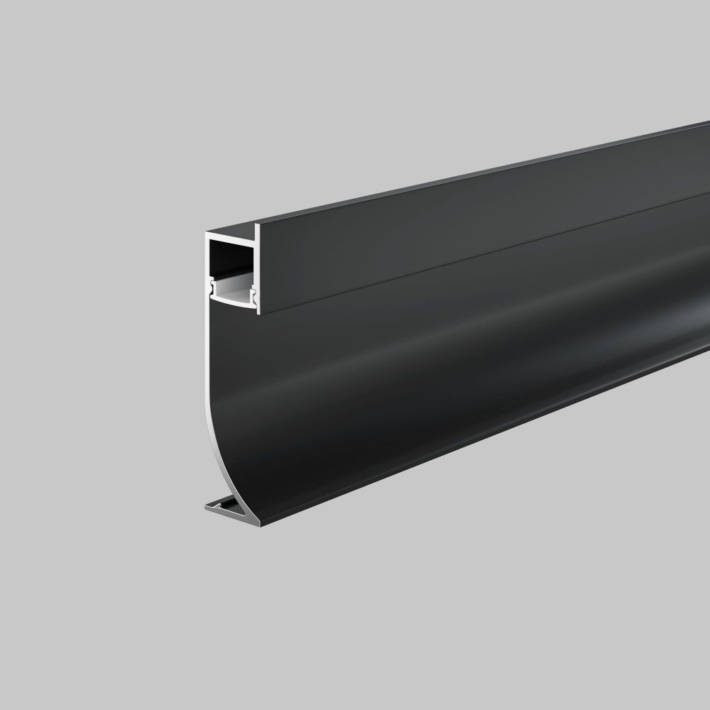 Алюминиевый профиль плинтус 53×14 (Черный, 2 м), ALM-5314-B-2M