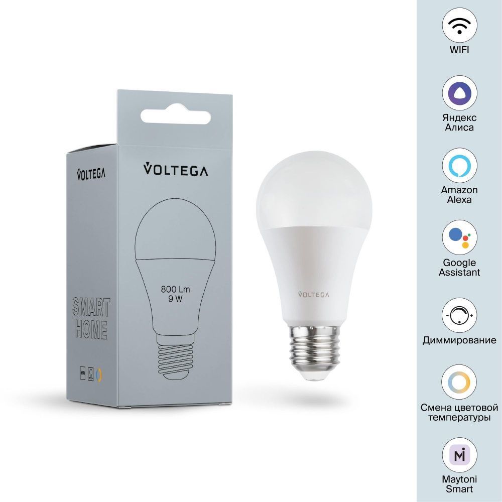 Светодиодная лампа Wi-Fi A60 E27 9W 2700K-6500K MIX DIM 200°