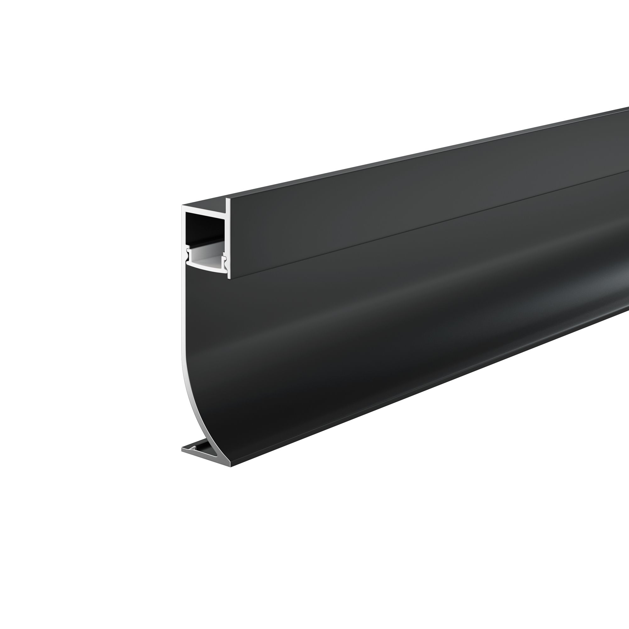 Алюминиевый профиль плинтус 53×14 (Черный, 2 м), ALM-5314-B-2M