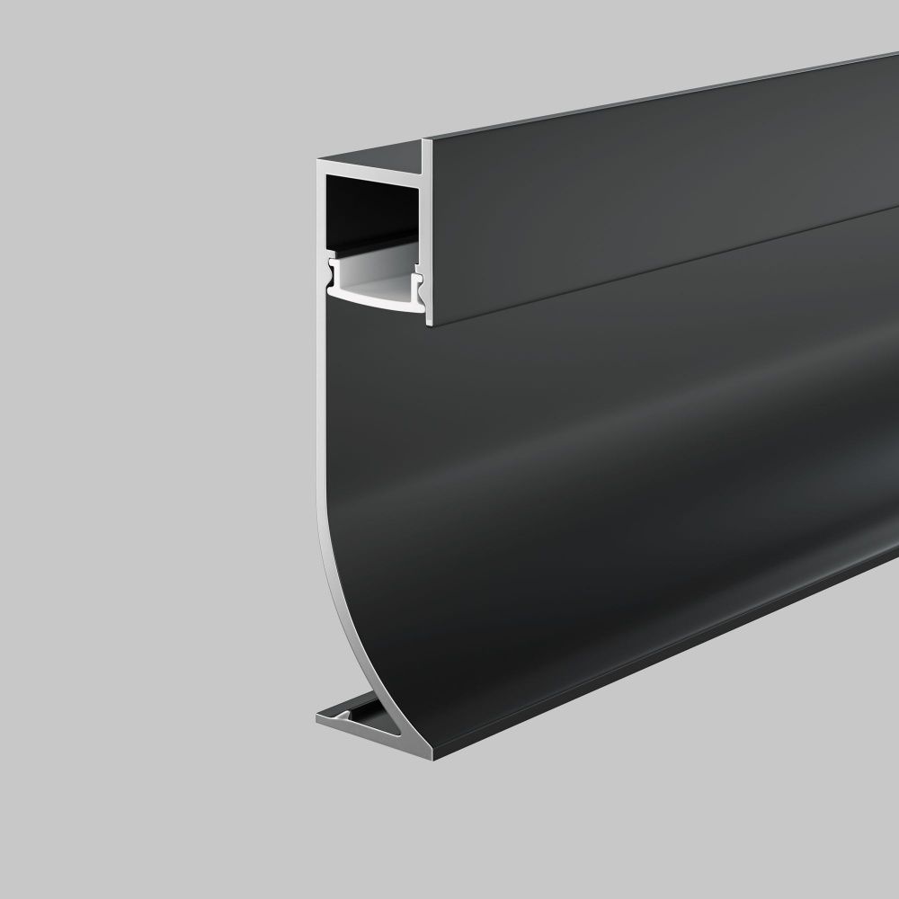 Алюминиевый профиль плинтус 53×14 (Черный, 2 м), ALM-5314-B-2M